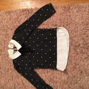 Black & White Polka dot tie blouse